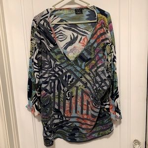 Fresh Groove abstract tee 3/4 sleeve women’s plus top 2X